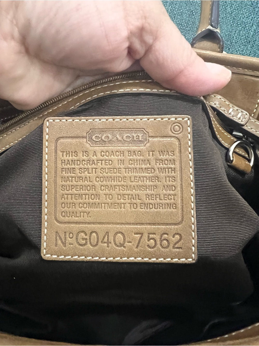 Coach Vintage Hamptons Camel Suede & Leather Tote Satchel #7562 - Picture 6 of 7